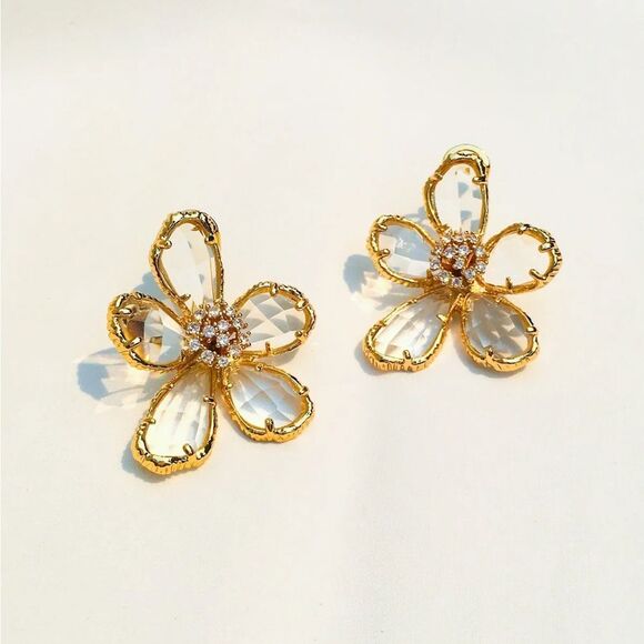 Crystal flower earrings M268 - Picture 1 of 5